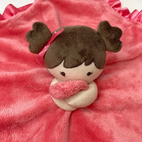 carter's Little Girl Pink Lovey Rattle Security Blanket Ruffle Satin Lined 14" - Picture 8 of 17